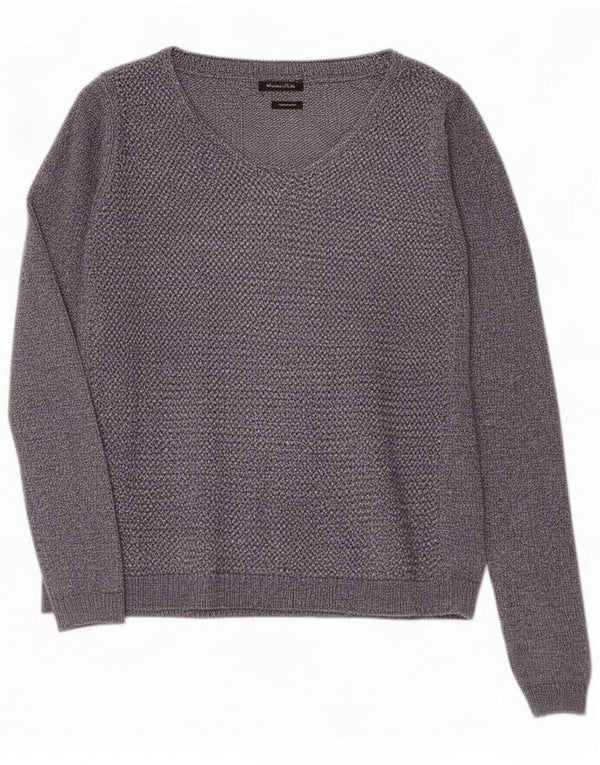 Damski sweter z dekoltem w kształcie litery V Massimo Dutti UK 10 Mały granatowy nakrapiany