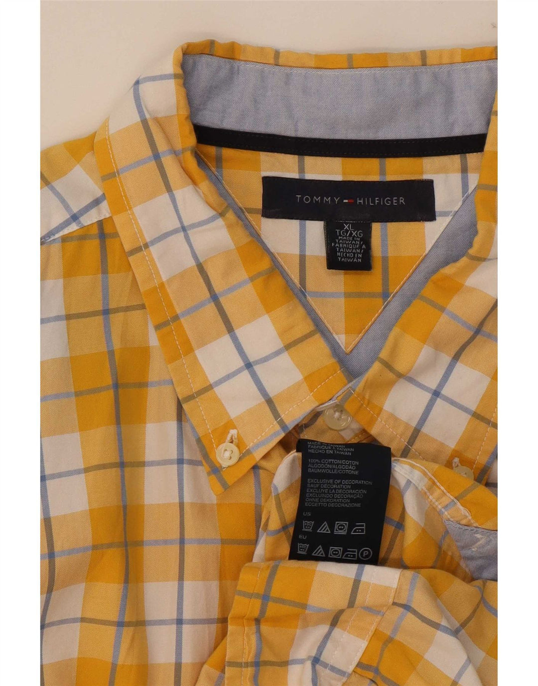 Koszula męska Tommy Hilfiger XL, bawełniana w żółtą kratkę