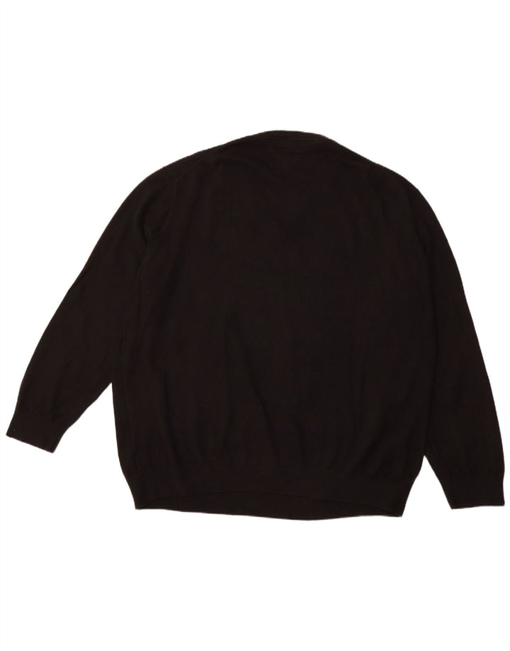 Męski sweter TOMMY HILFIGER z dekoltem w kształcie litery V, 4XL, czarna bawełna