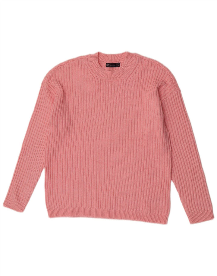 Marks & Spencer Damski sweter z okrągłym dekoltem, UK 14, średni różowy poliester