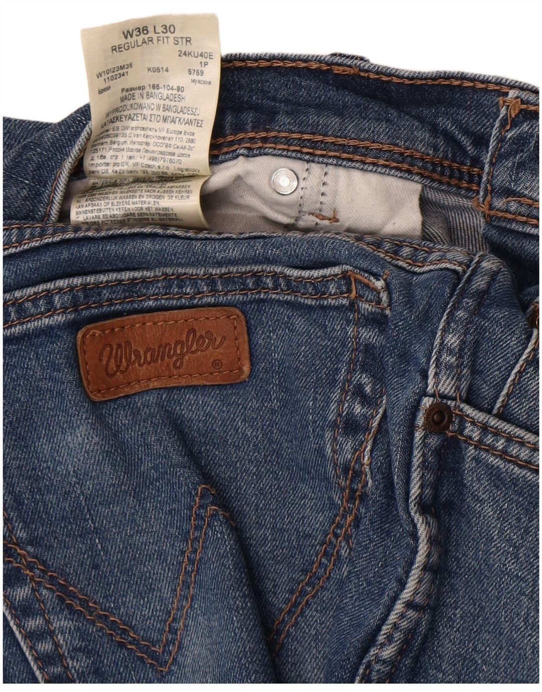 Męskie jeansy Wrangler o prostym kroju W36 L30, niebieskie, bawełniane