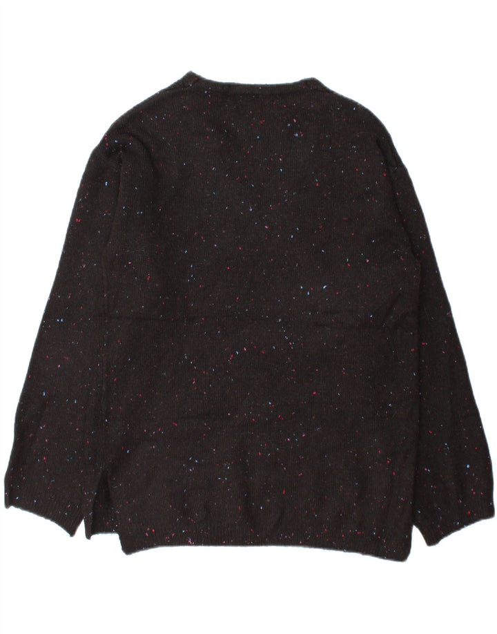 MARKS & SPENCER Womens V-Neck Jumper Sweater UK 10 Small Black Flecked Vintage Marks & Spencer and Second-Hand Marks & Spencer from Messina Hembry 