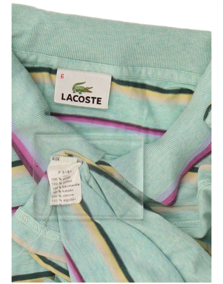 Męska koszulka polo Lacoste, rozmiar 6, XL, bawełniana w turkusowe paski