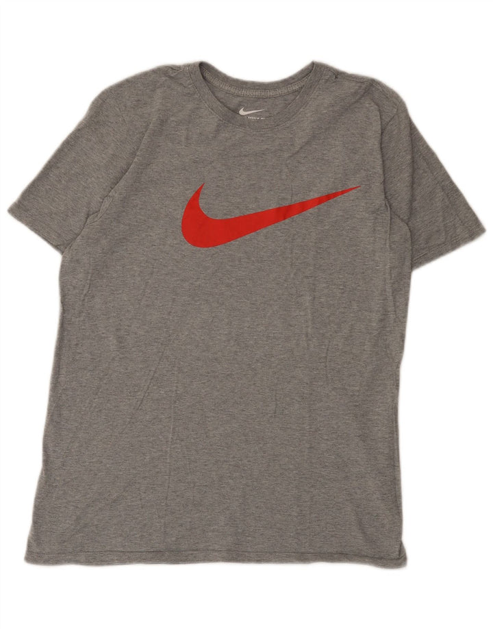 Męski T-shirt Nike o sportowym kroju z grafiką, średnioszary, bawełniany
