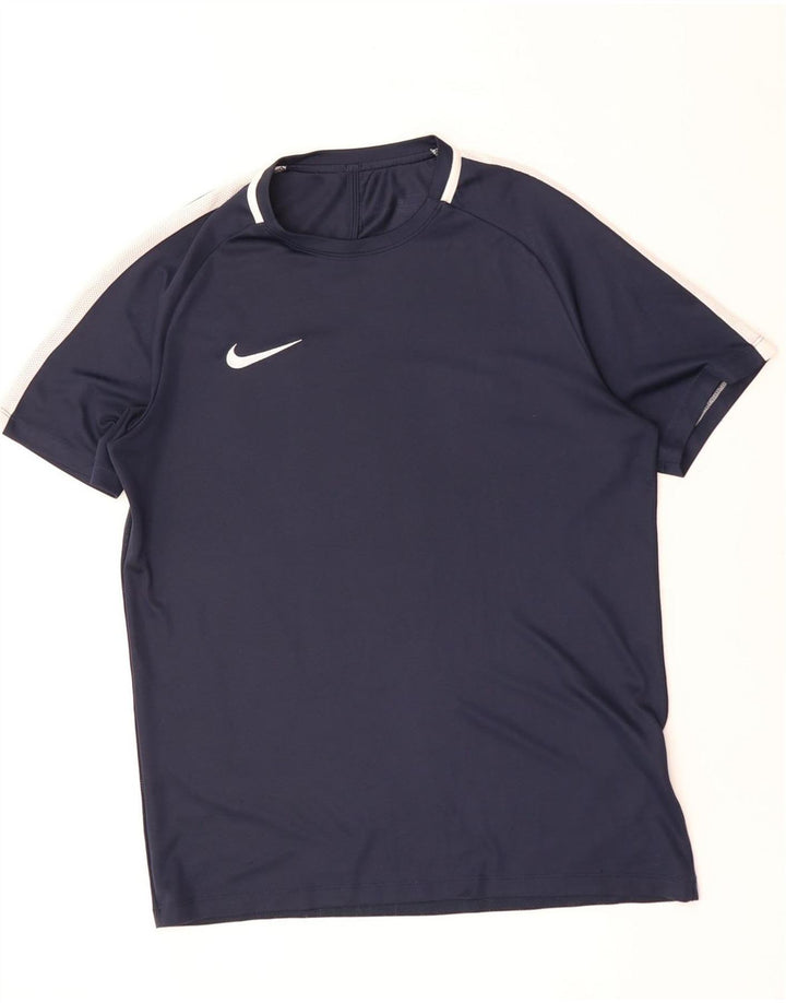 Męski T-shirt NIKE Dri Fit, duży, granatowy poliester z blokami kolorów