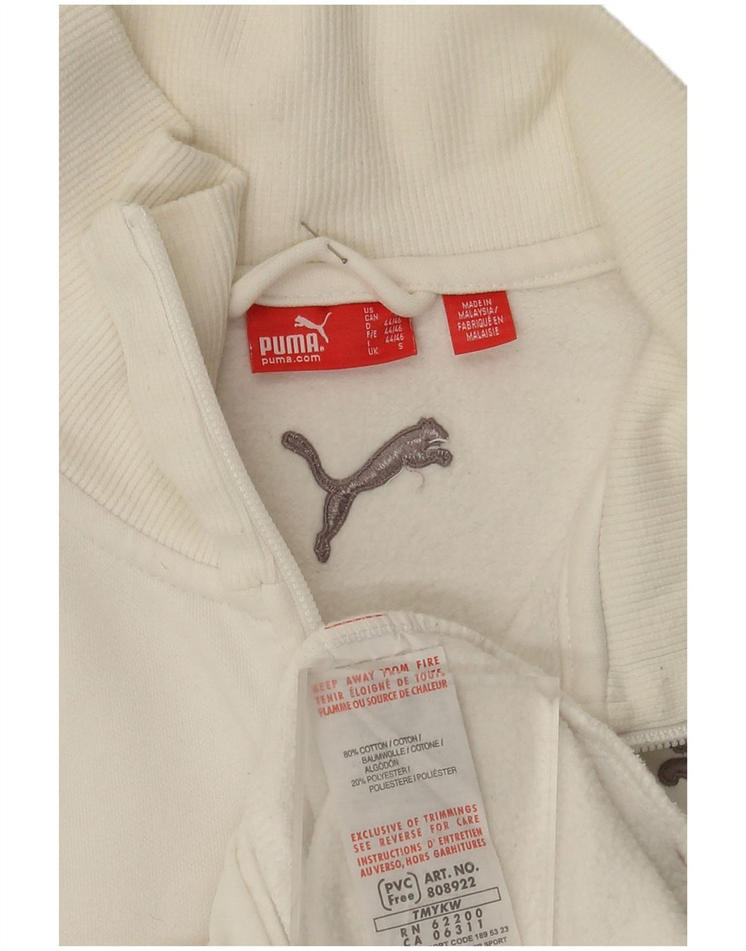 Męska kurtka dresowa Puma z grafiką, mała, biała, bawełniana