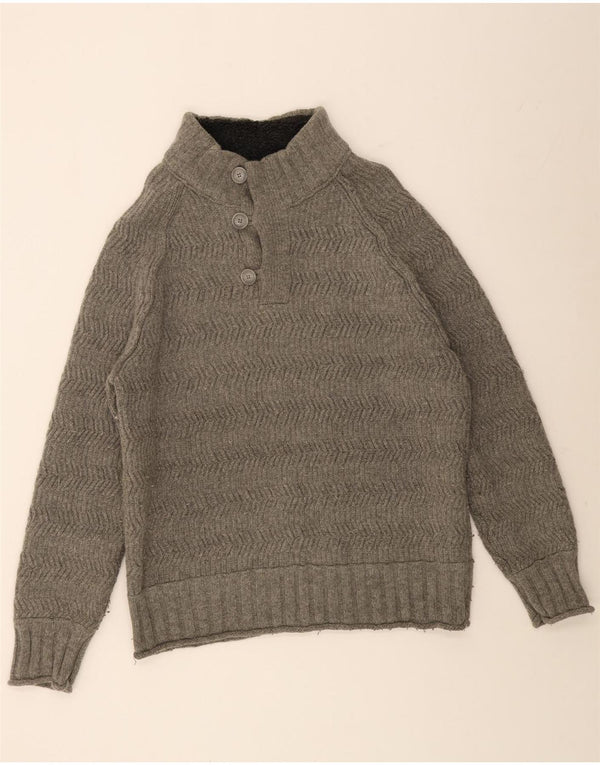 Męski sweter zapinany na guziki FAT FACE 2XL, szara wełna w jodełkę