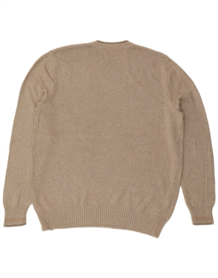 Męski sweter z okrągłym dekoltem EDDIE BAUER XL, beżowy, bawełniany