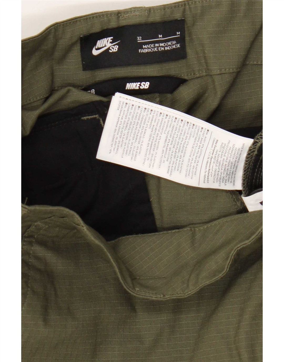 Męskie spodnie cargo Nike Straight W32 L30 Khaki, bawełniana krata