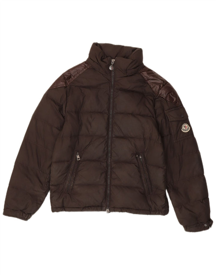 Wyściełana kurtka chłopięca Moncler 11-12 lat, brązowa, poliester