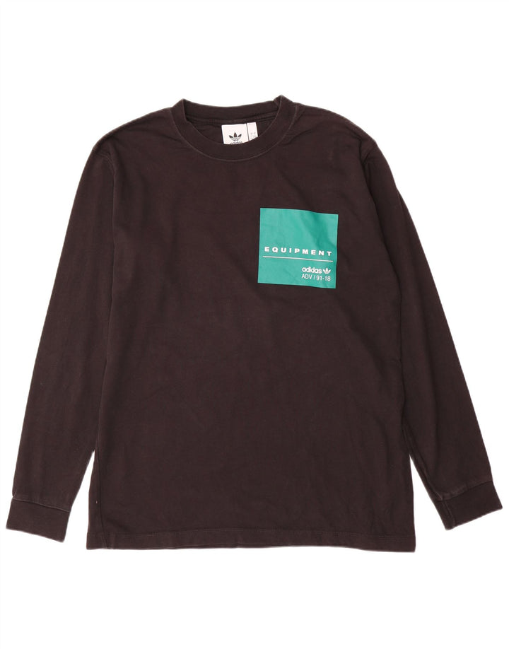 Męski top ADIDAS z grafiką, długim rękawem, dużą czarną bawełną z blokami kolorów