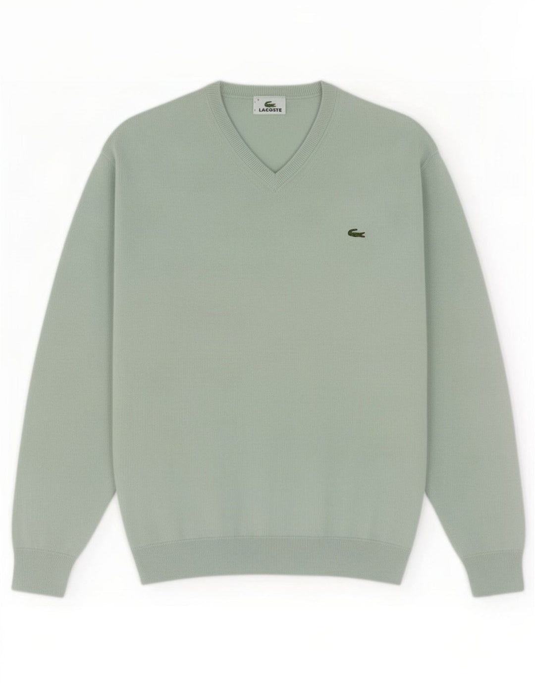 Lacoste Męski sweter z dekoltem w kształcie litery V, rozmiar 4, średni turkusowy bawełniany