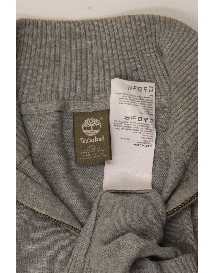 Męski sweter Timberland o regularnym kroju i zapinanym na zamek, duży, szary, bawełniany