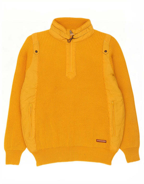 AUSTRALIAN L'ALPINA Mens Zip Neck Jumper Sweater IT 52 Large Yellow Wool