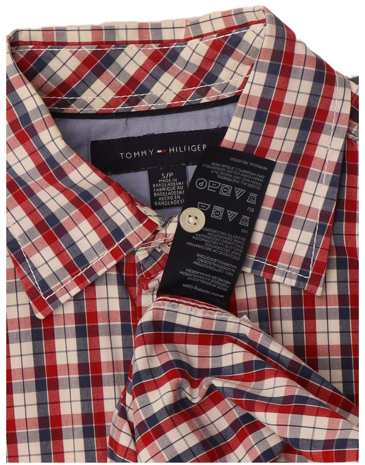 Męska koszula z krótkim rękawem Tommy Hilfiger, mała, bawełniana w czerwoną kratę