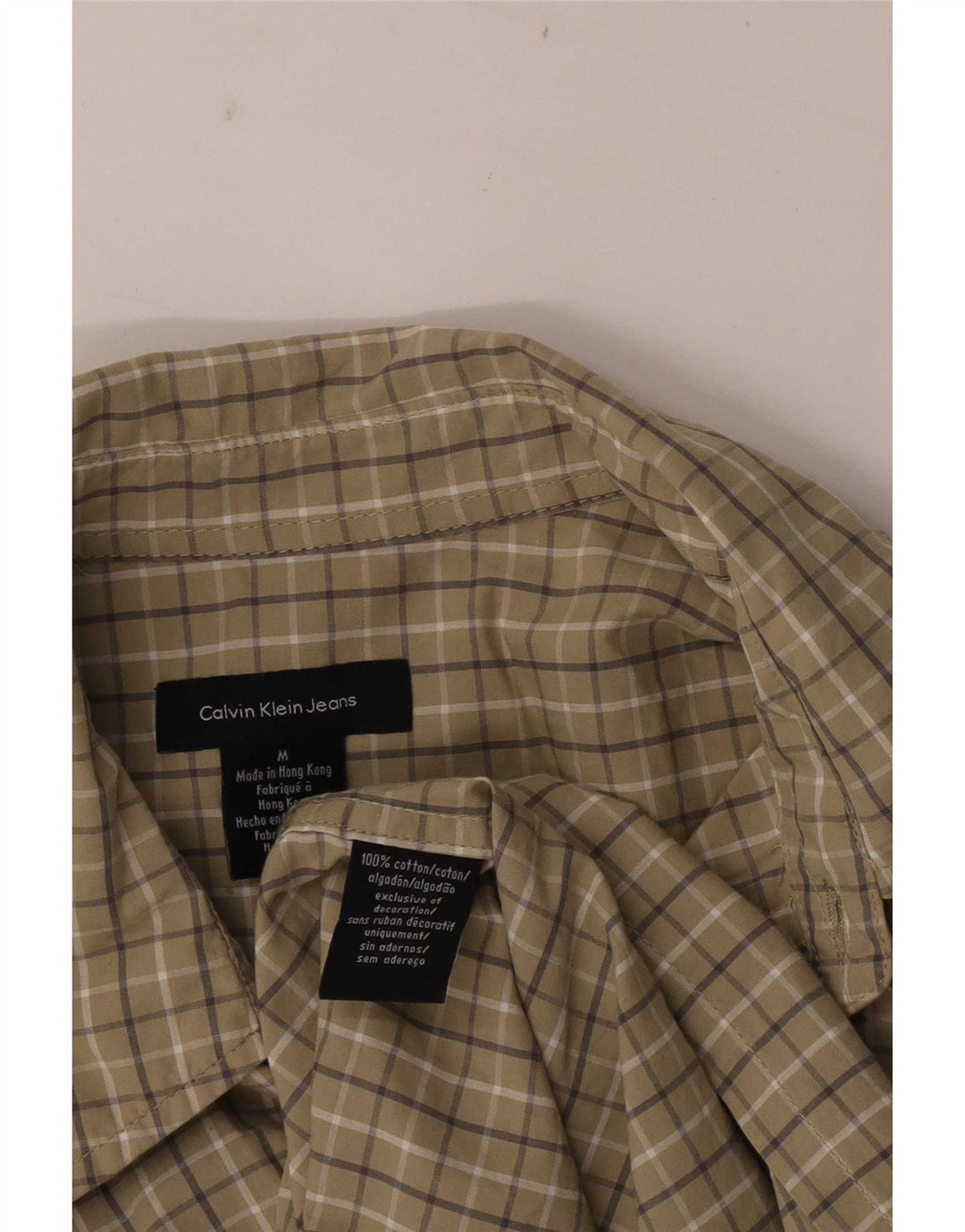 Męska koszula z krótkim rękawem Calvin Klein Jeans, średnia khaki, bawełniana kratka