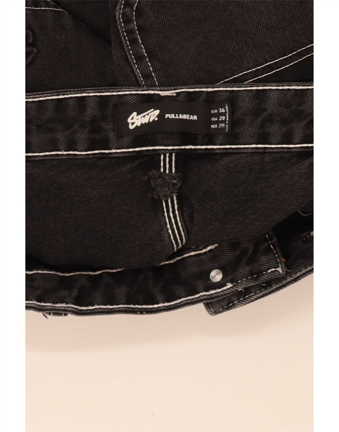 Męskie spodenki jeansowe Pull & Bear STWD Cargo EU 36 Small W29, czarne, bawełniane