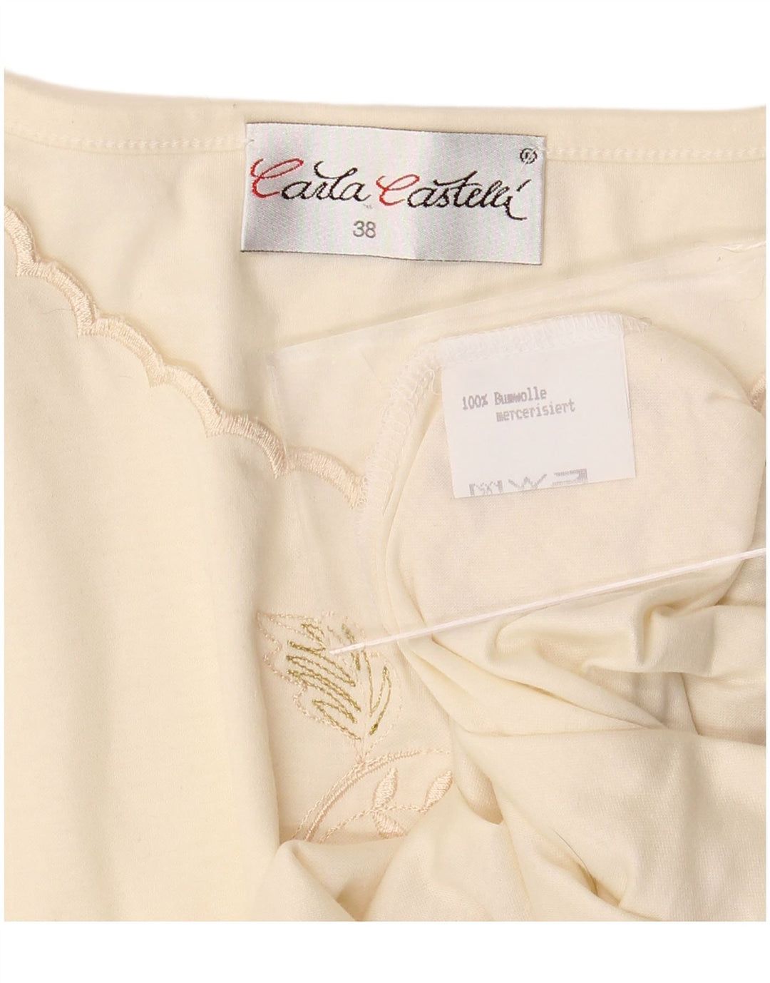 T-shirt damski VINTAGE Top EU 38 Średni złamanej bieli, bawełniany w kwiaty