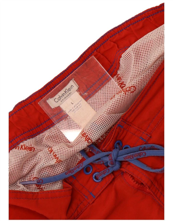 Męskie spodenki kąpielowe Calvin Klein z grafiką, duże, czerwone, poliestrowe