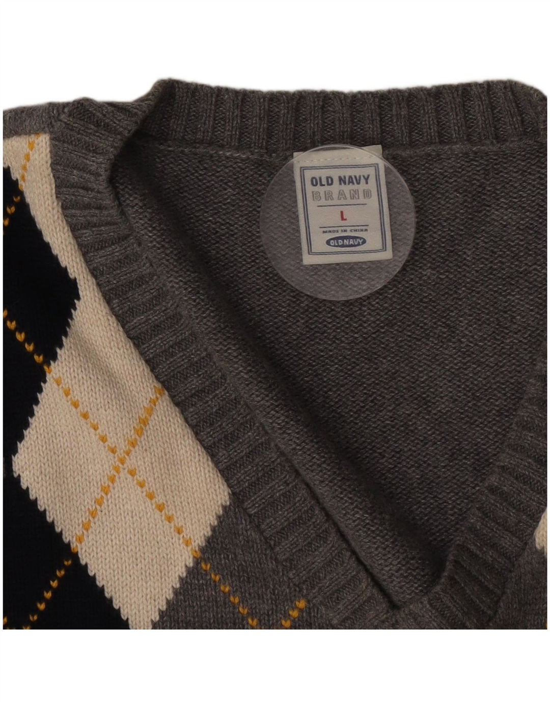 Old Navy Męski podkoszulek z kamizelką, duży, szary Argyle/diamentowa bawełna