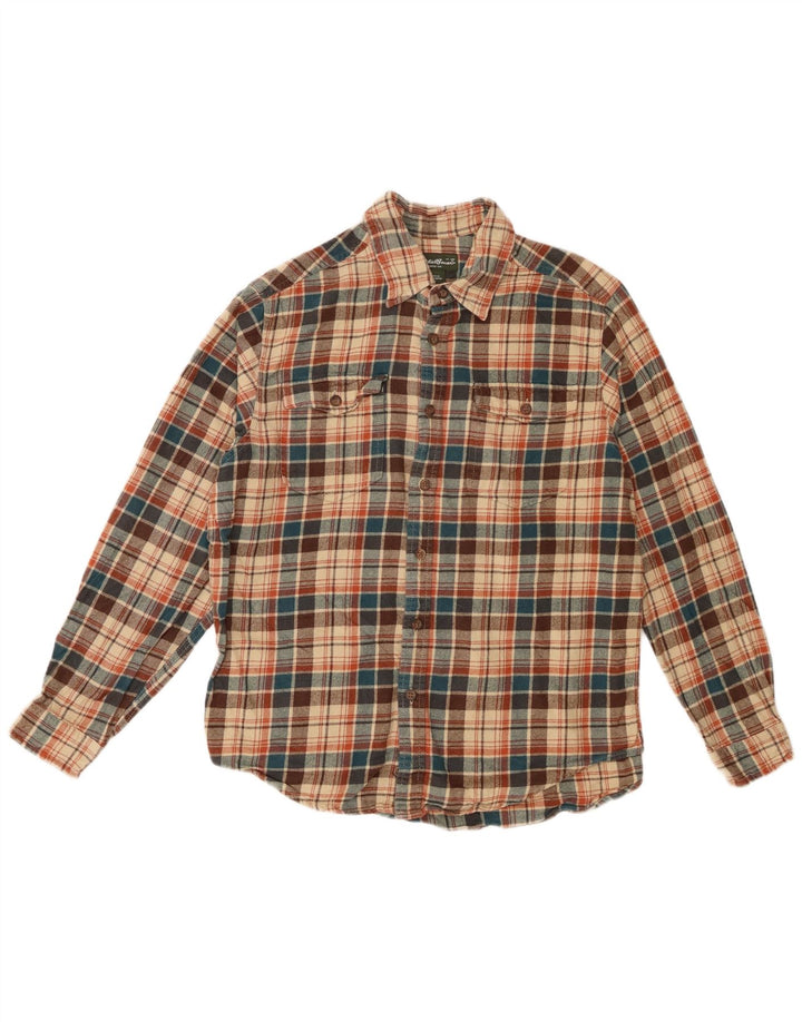 Koszula flanelowa męska Eddie Bauer, duża, bawełniana w beżową kratę