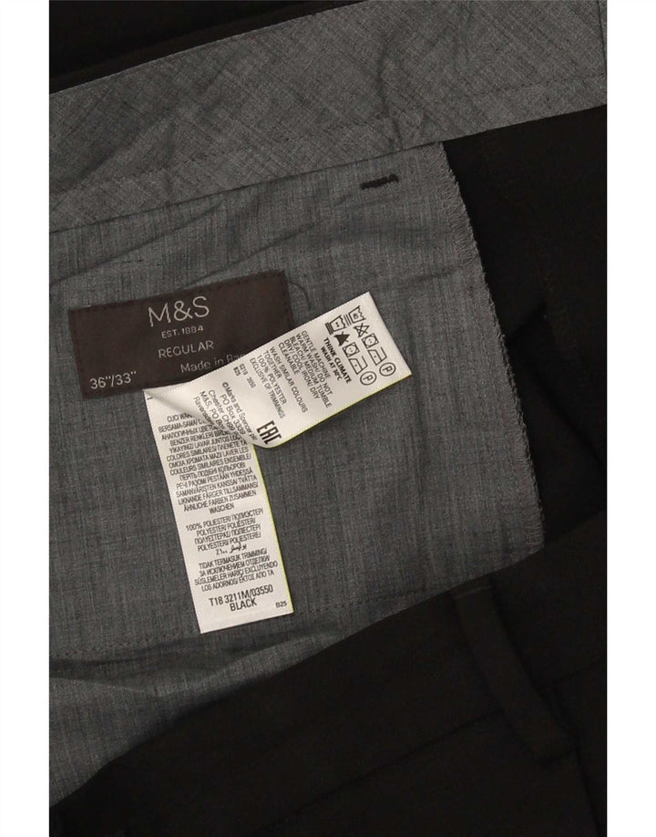 Męskie spodnie garniturowe Marks & Spencer W36 L33, czarny poliester