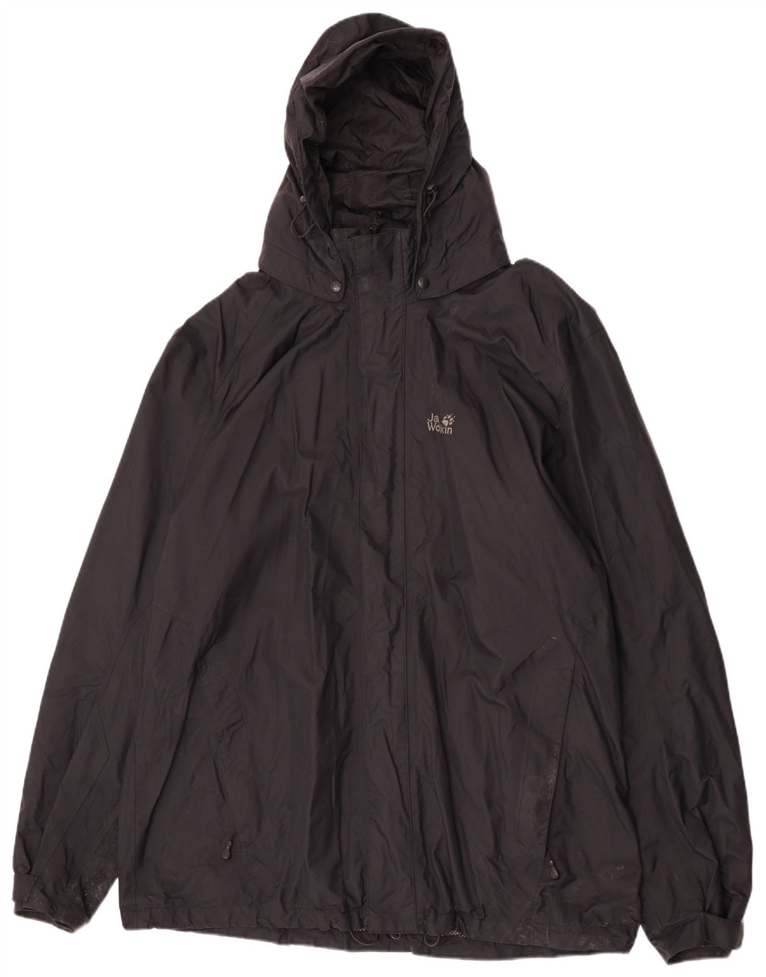 Męska kurtka przeciwdeszczowa Jack Wolfskin z kapturem UK 50 3XL Czarny poliamid