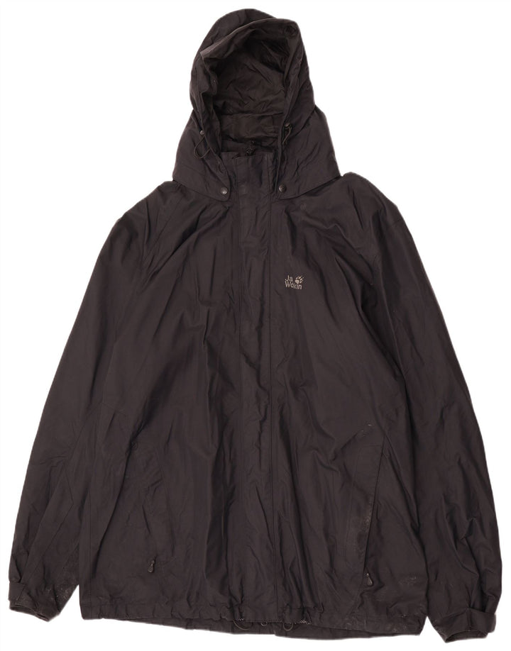 Męska kurtka przeciwdeszczowa Jack Wolfskin z kapturem UK 50 3XL Czarny poliamid