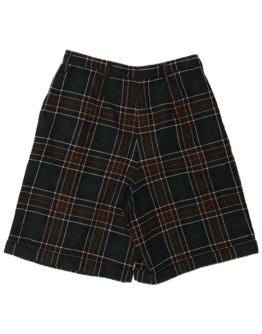 Damskie szorty z wysokim stanem VINTAGE W28 w średnią zieloną kratę