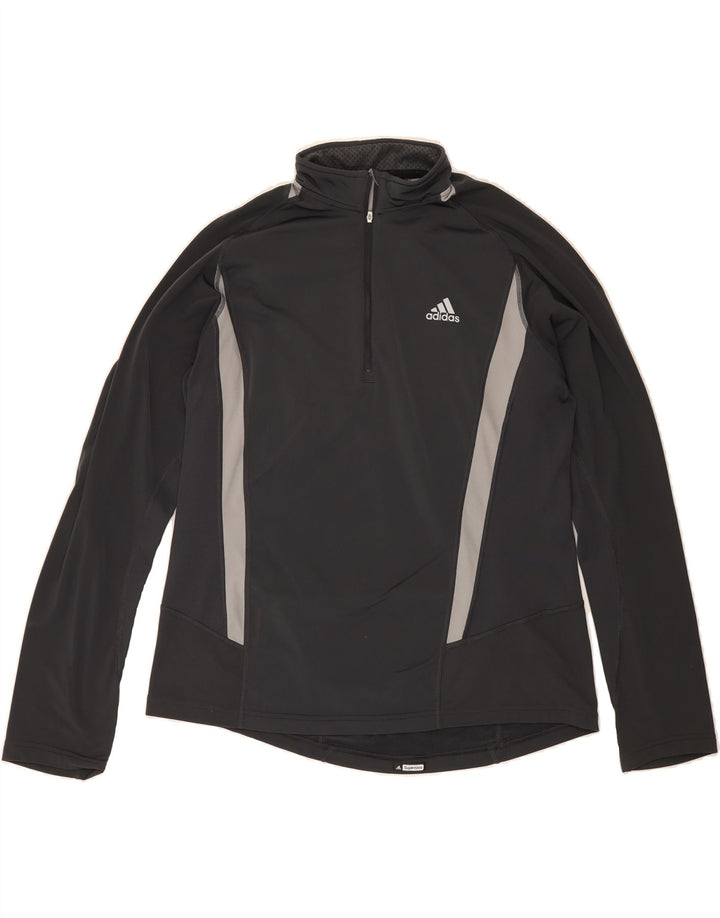 ADIDAS Mens Zip Neck Pullover Tracksuit Top Large Black Colourblock Vintage Adidas and Second-Hand Adidas from Messina Hembry 