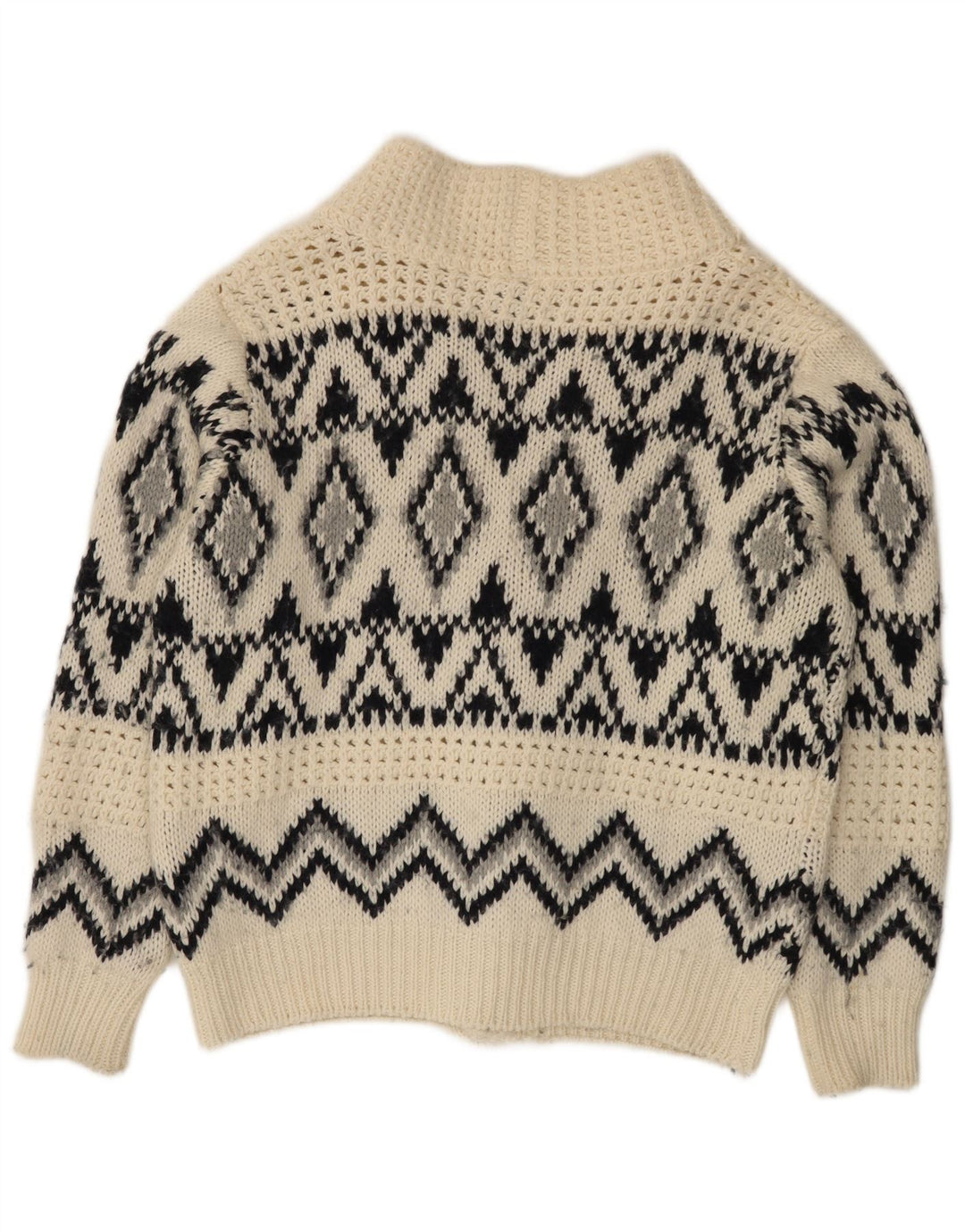 Męski sweter rozpinany Altatensione, średni, złamany biały, akryl Fair Isle