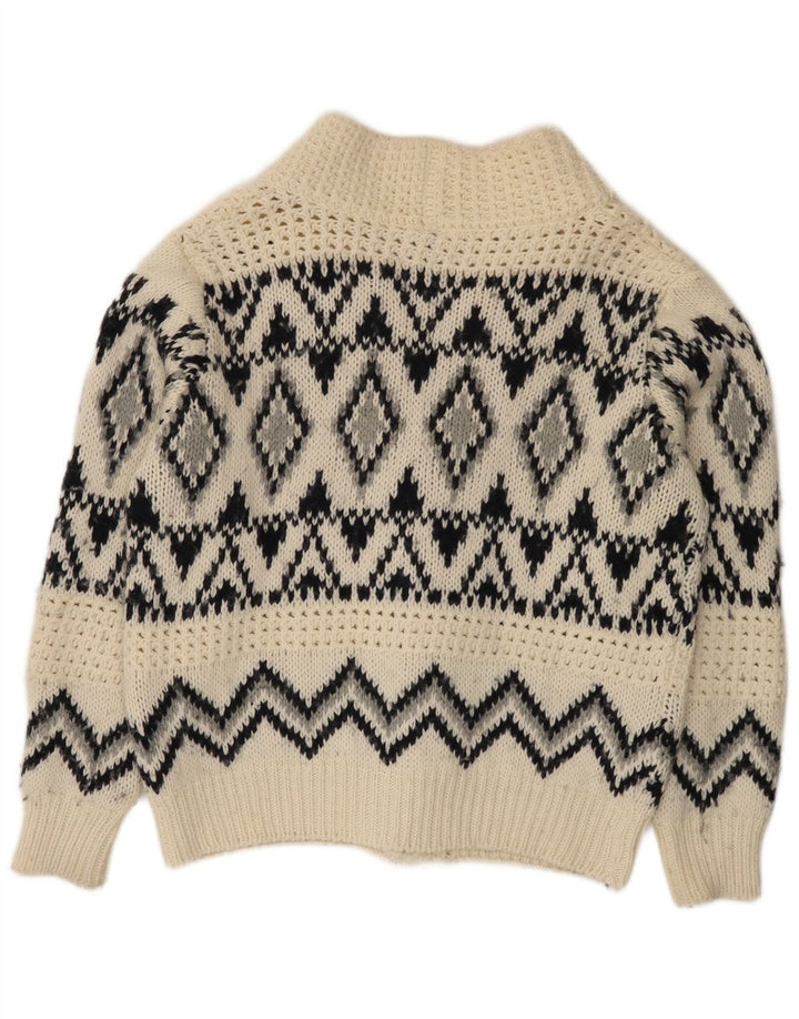 Męski sweter rozpinany Altatensione, średni, złamany biały, akryl Fair Isle
