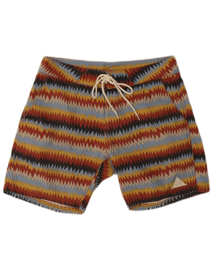 Męskie spodenki kąpielowe w stylu vintage, średnie, wielokolorowe paski