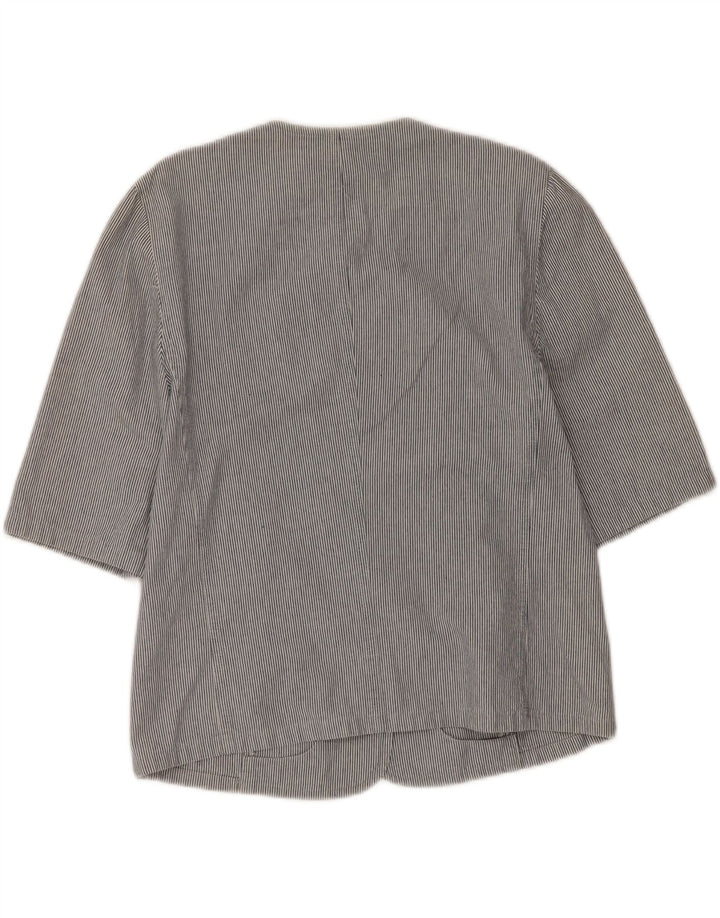 RUBY Womens Short Sleeve Shirt Blouse EU 38 Medium Blue Pinstripe Vintage Ruby and Second-Hand Ruby from Messina Hembry 