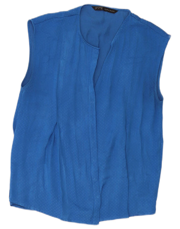 Damska bluzka koszulowa bez rękawów ZARA UK 10, mała niebieska w cętki