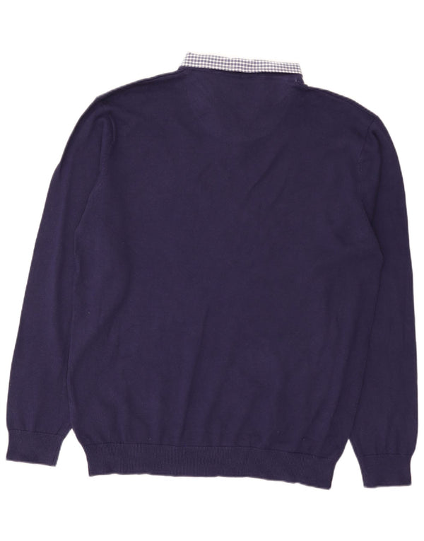 Męski sweter Pierre Cardin z dekoltem w kształcie litery V, XL, granatowy, bawełniany