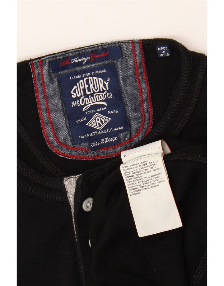 Męski top SUPERDRY Heritage z długim rękawem XL, czarny, bawełniany