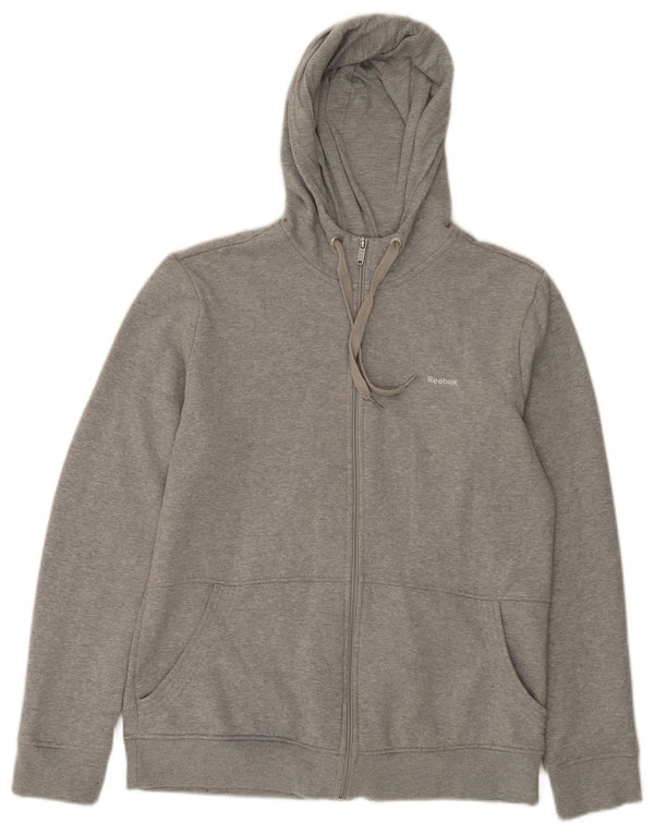 Damski sweter z kapturem i zamkiem Reebok UK 16/18, duży, szary, nakrapiany, bawełniany