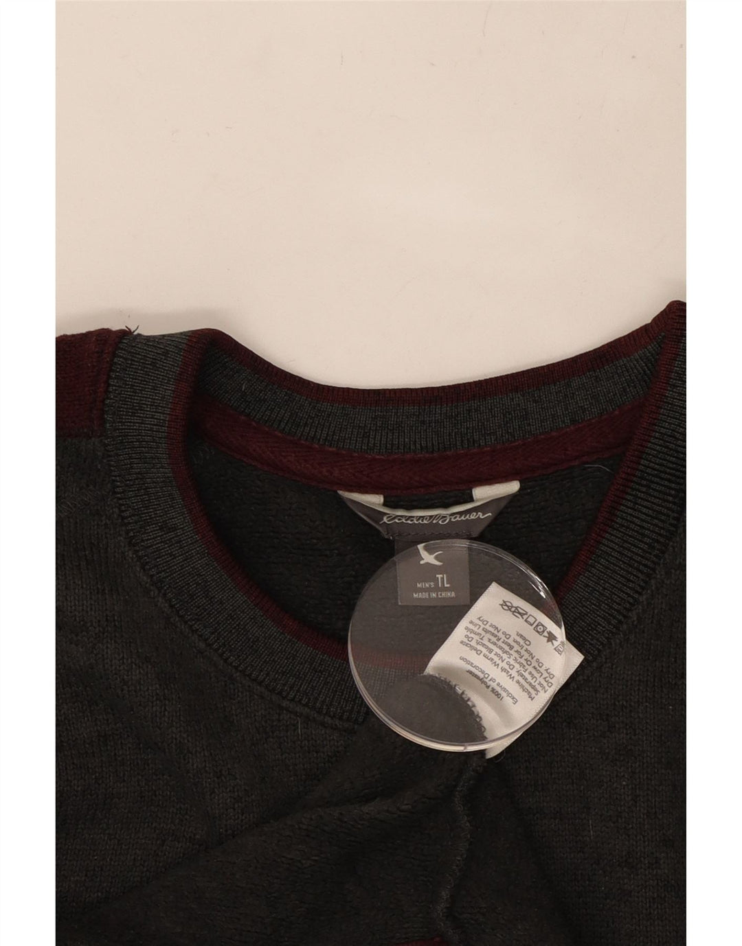 EDDIE BAUER Męski wysoki top z długim rękawem, duży szary poliester w blokach kolorów