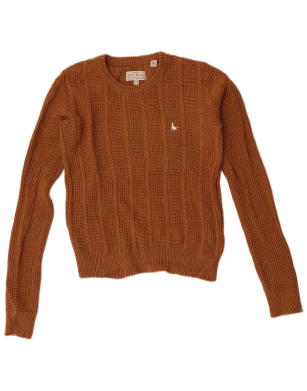 Sweter damski Jack Wills z okrągłym dekoltem i okrągłym dekoltem, UK 8, mała brązowa wełna