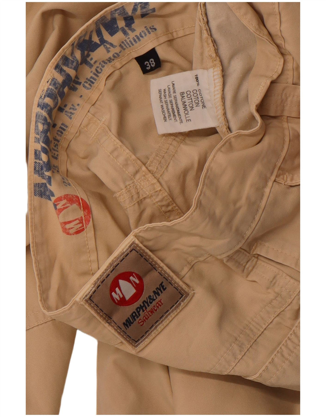 Spodnie męskie MURPHY & NYE Sailing Straight Chino W38 L31 Beżowa bawełna