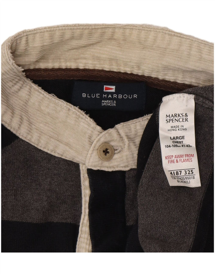 Marks & Spencer Męski sweter polo Blue Harbor, duży, szary