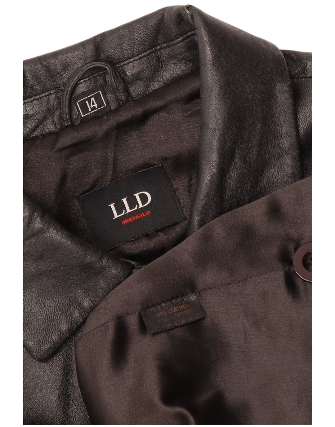 LLD Damska kurtka skórzana UK 14, duża czarna skóra