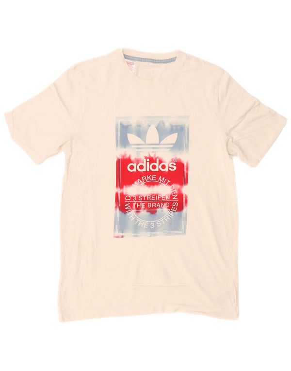 Chłopięca koszulka z grafiką Adidas, 15-16 lat, biała bawełna