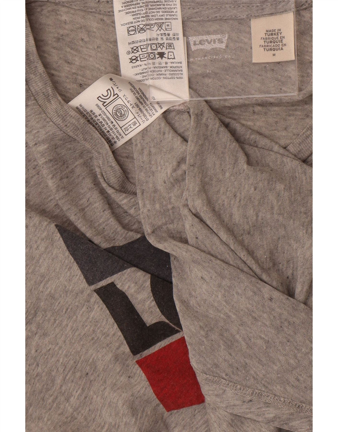 Damska koszulka z grafiką Levi's Top UK 12 Średnioszara bawełna z plamkami