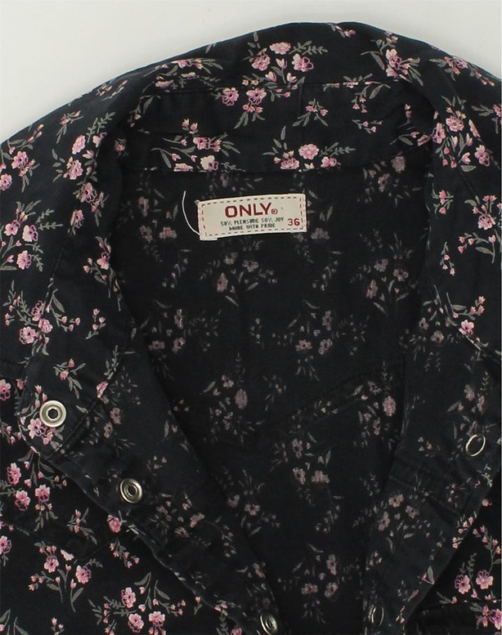 ONLY Womens Shirt EU 36 Small Navy Blue Floral | Vintage Only | Thrift | Second-Hand Only | Used Clothing | Messina Hembry 