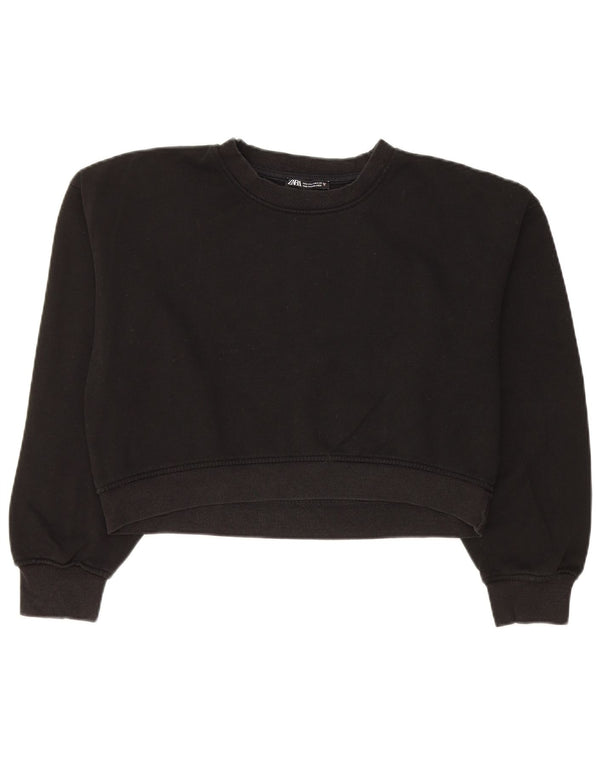 Damska bluza Zara Crop Jumper UK 14, średnia czarna bawełna