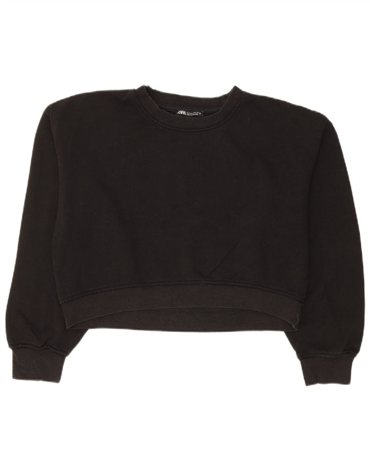 Damska bluza Zara Crop Jumper UK 14, średnia czarna bawełna