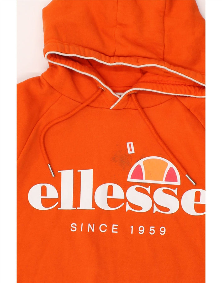 ELLESSE Mens Graphic Hoodie Jumper Small Orange Cotton Vintage Ellesse and Second-Hand Ellesse from Messina Hembry 