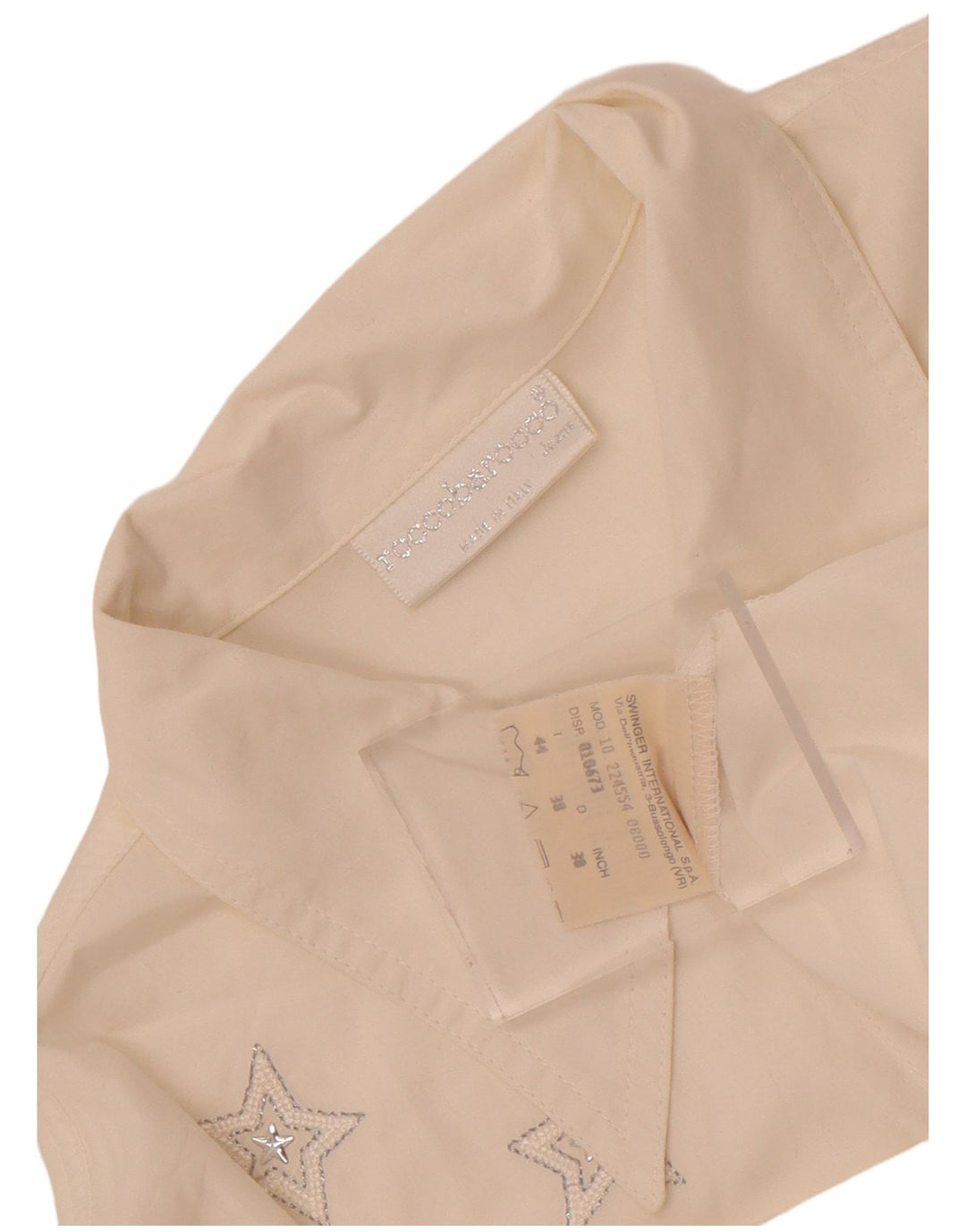 Damska koszula graficzna Roccobarocco IT 44 Średnia biała bawełniana geometryczna